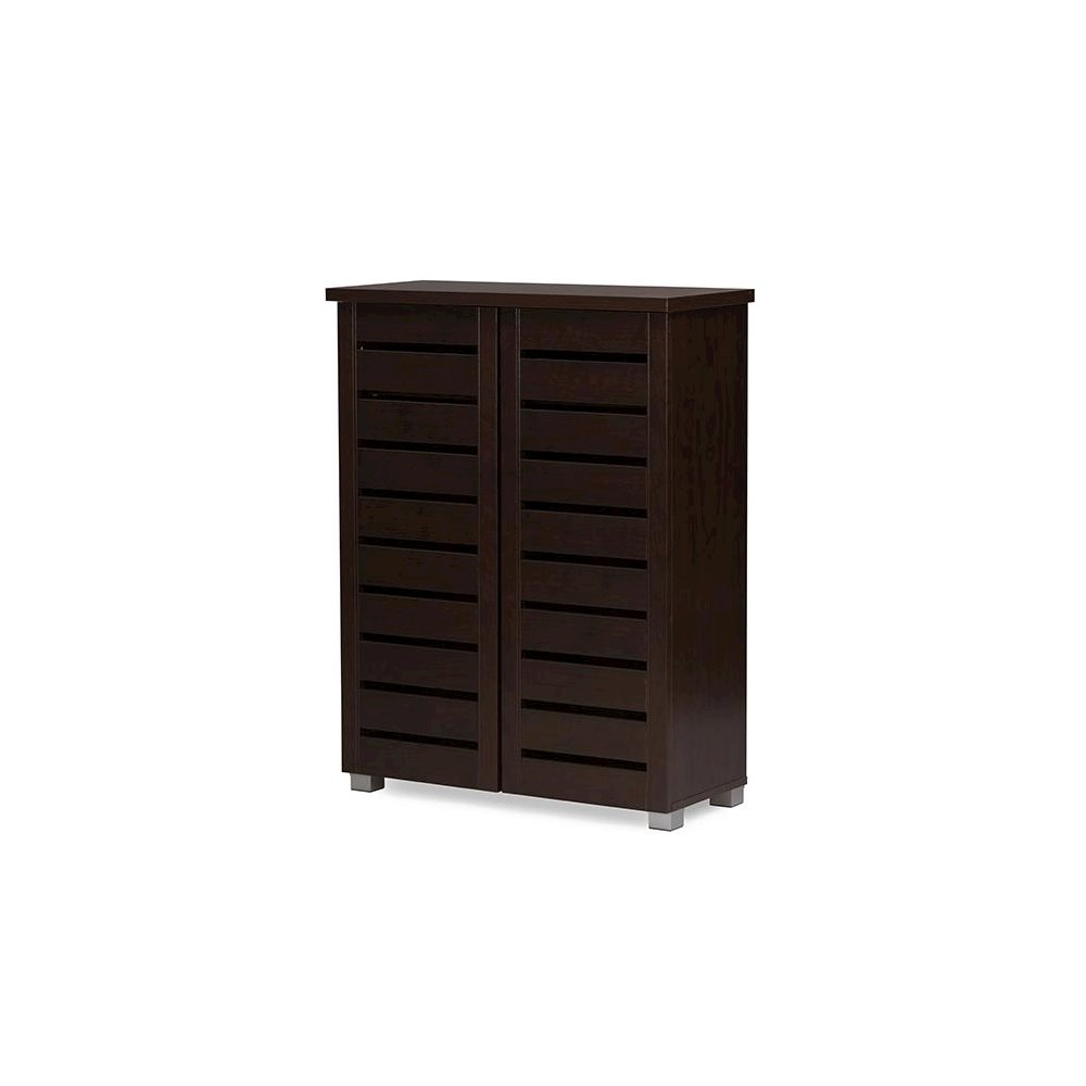 2-Door Dark Brown Wooden Entryway Shoes Storage Cabinet. Picture 2