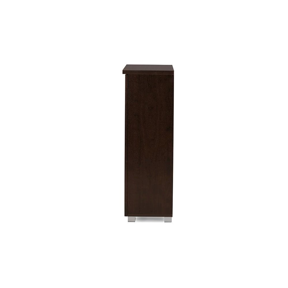 2-Door Dark Brown Wooden Entryway Shoes Storage Cabinet. Picture 3