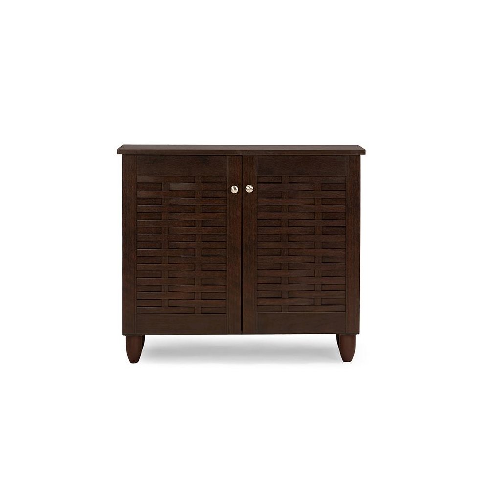 2-Door Dark Brown Wooden Entryway Shoes Storage Cabinet. Picture 6