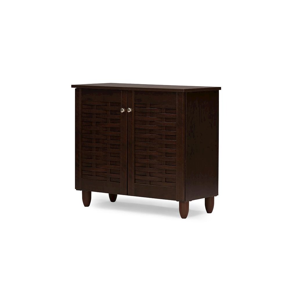 2-Door Dark Brown Wooden Entryway Shoes Storage Cabinet. Picture 2