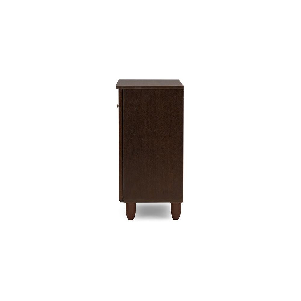 2-Door Dark Brown Wooden Entryway Shoes Storage Cabinet. Picture 3