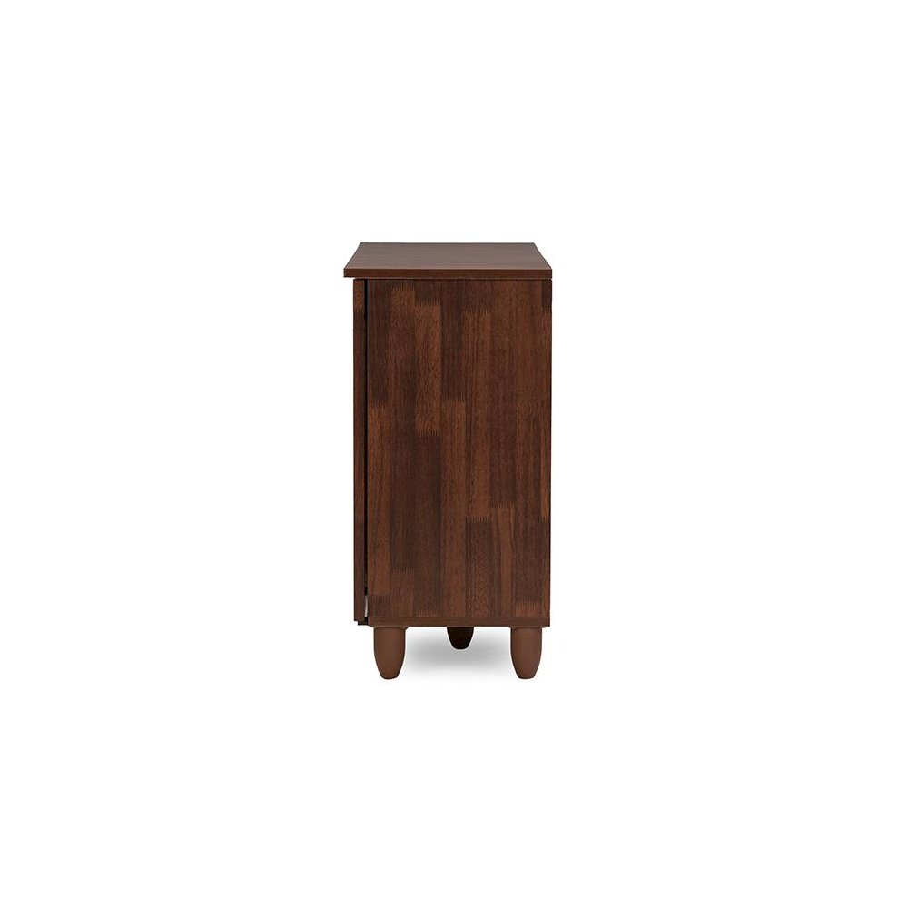 3-Door Oak Brown Wooden Entryway Shoes Storage Wide Cabinet. Picture 4