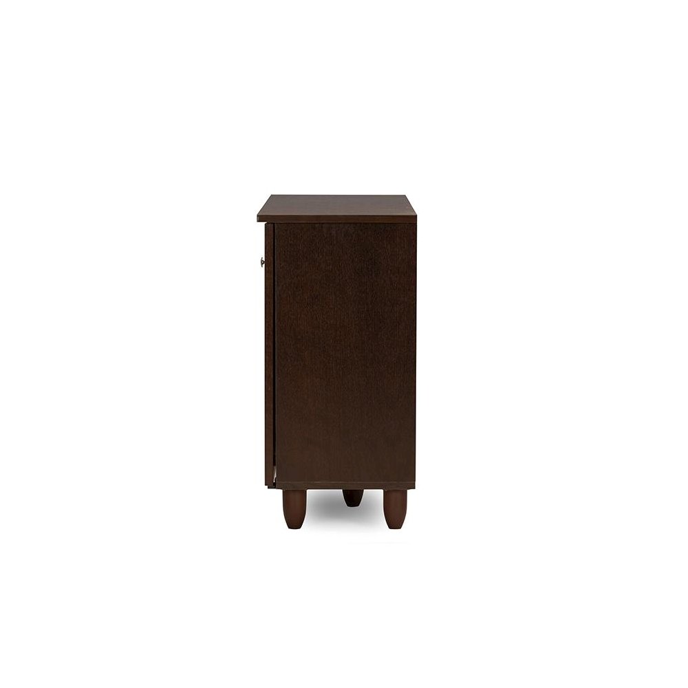 3-Door Dark Brown Wooden Entryway Shoes Storage Cabinet. Picture 6