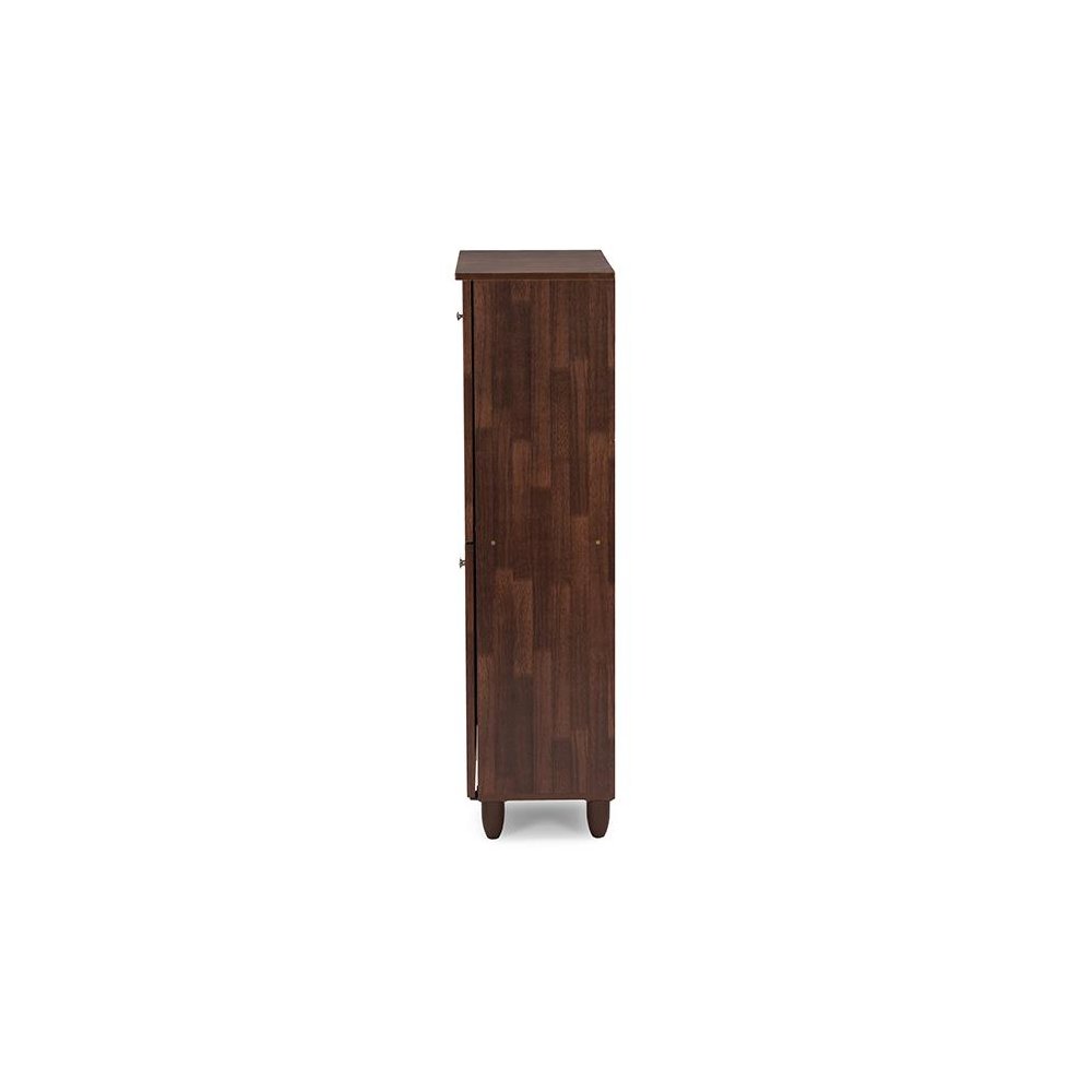 4-Door Oak Brown Wooden Entryway Shoes Storage Tall Cabinet. Picture 5