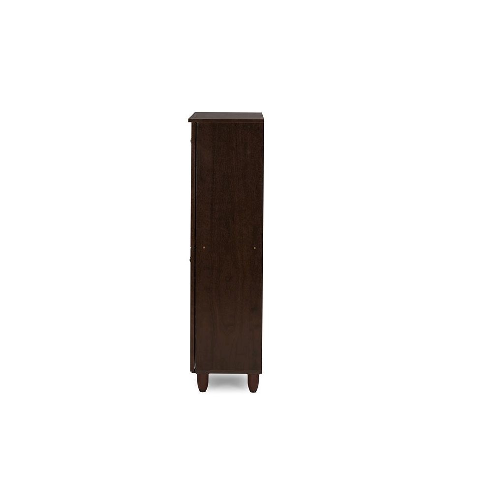 4-Door Dark Brown Wooden Entryway Shoes Storage Cabinet. Picture 5