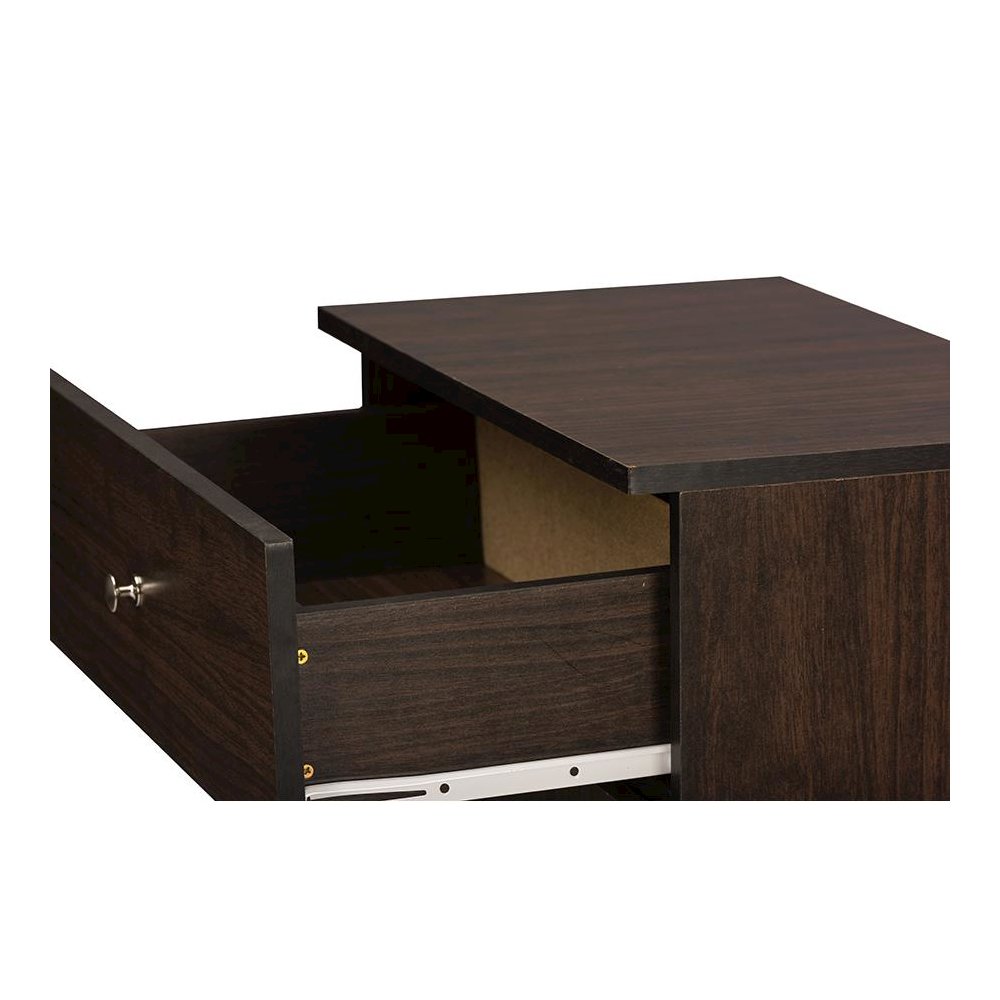 Baxton Studio Felda Dark Brown Modern Shoe Cabinet with 2 Doors and Drawer. Picture 4
