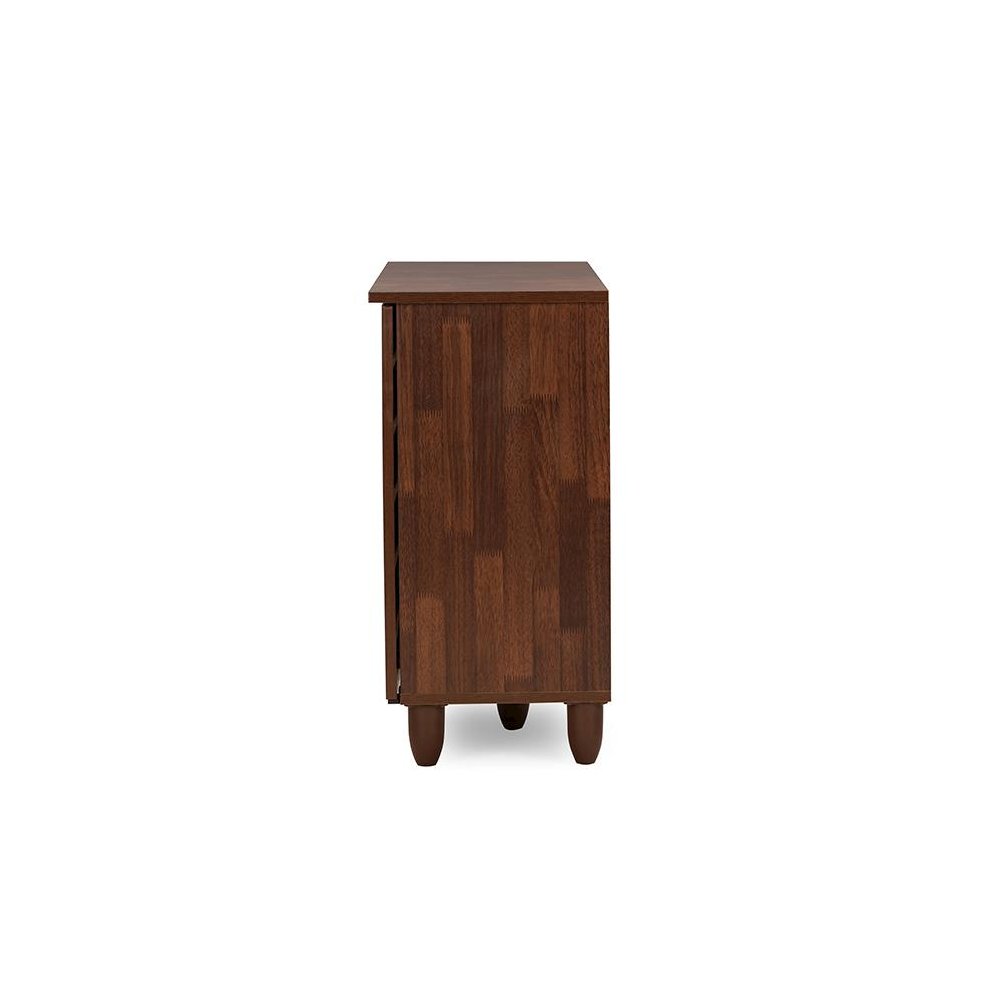 Baxton Studio Gisela Oak and White 2-tone Shoe Cabinet With 3 Doors. Picture 4