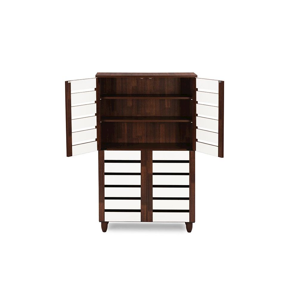 Baxton Studio Gisela Oak and White 2-tone Shoe Cabinet With 4 Door. Picture 1