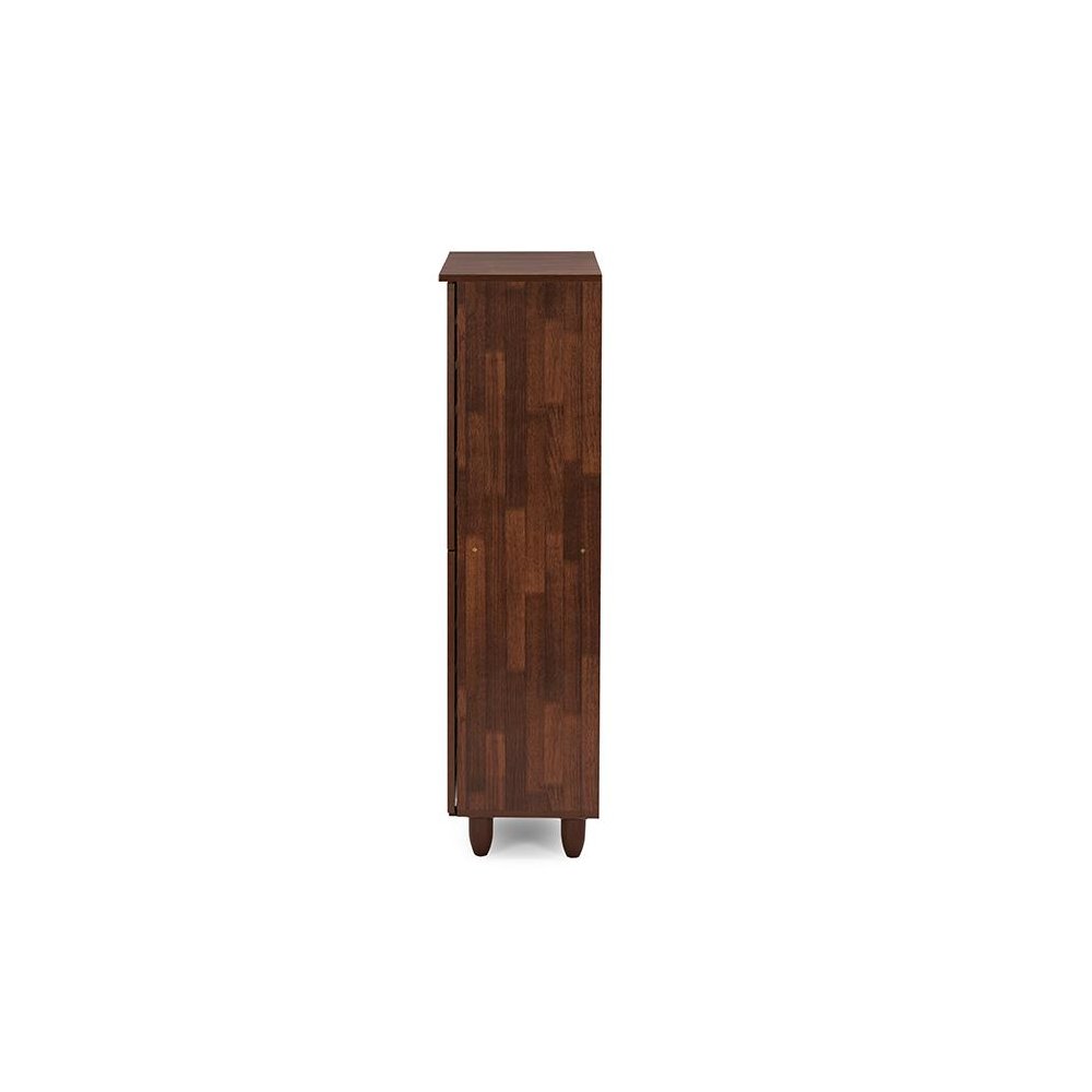 Baxton Studio Gisela Oak and White 2-tone Shoe Cabinet With 4 Door. Picture 5