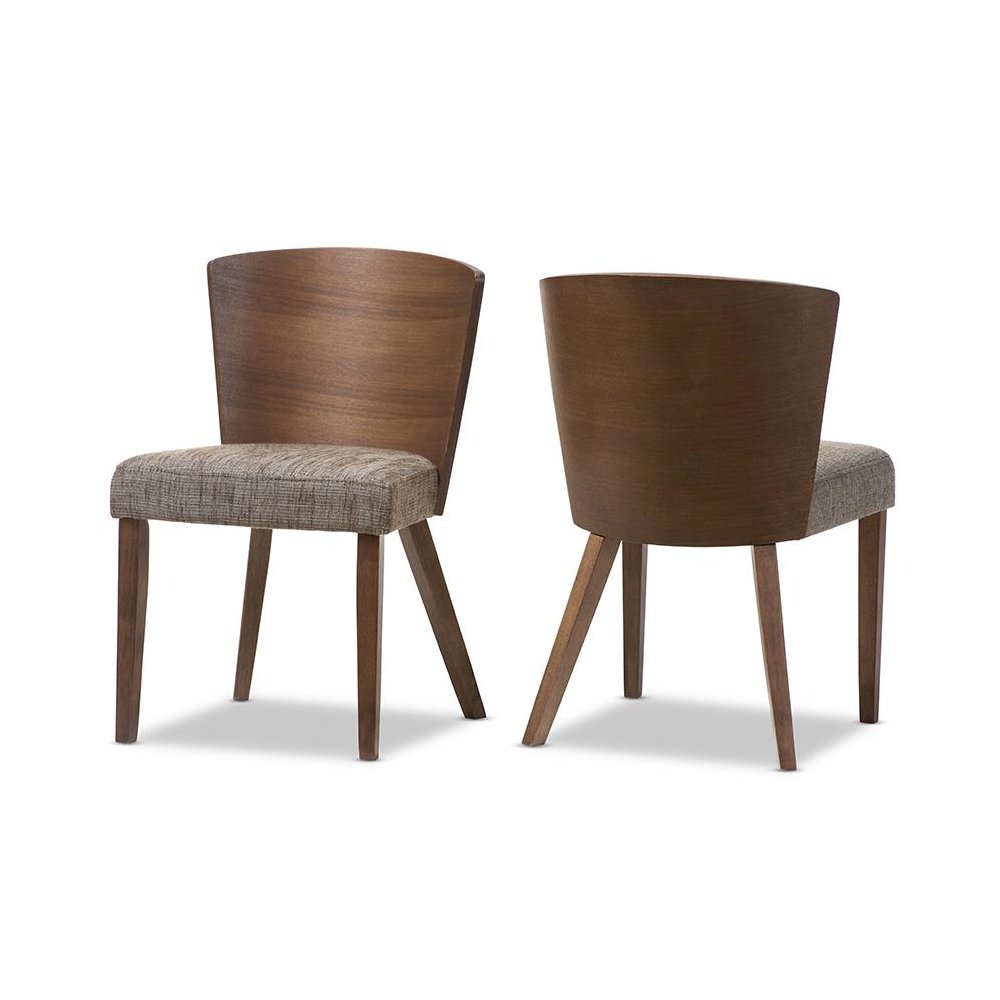 Baxton Studio Sparrow Brown and "Gravel" Wood Modern Dining Chair (Set of 2). Picture 1