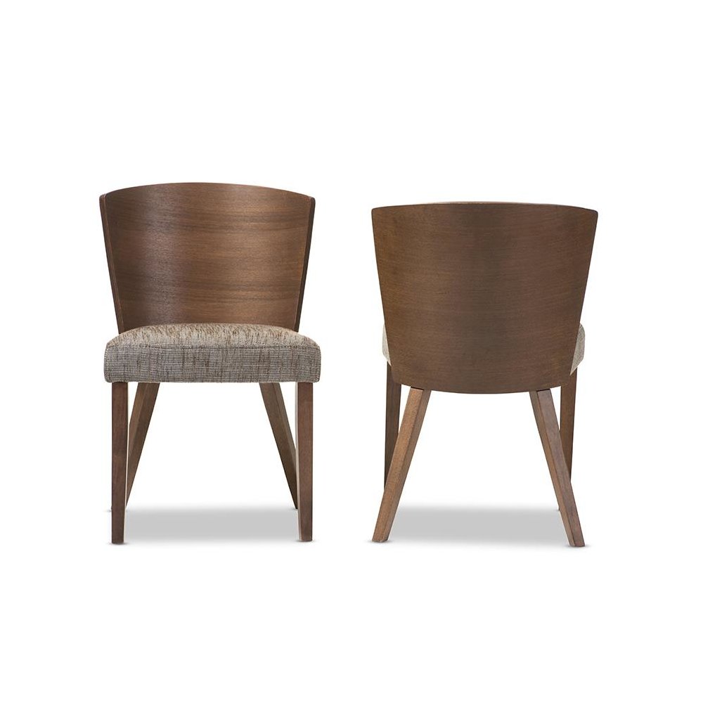 Baxton Studio Sparrow Brown and "Gravel" Wood Modern Dining Chair (Set of 2). Picture 2