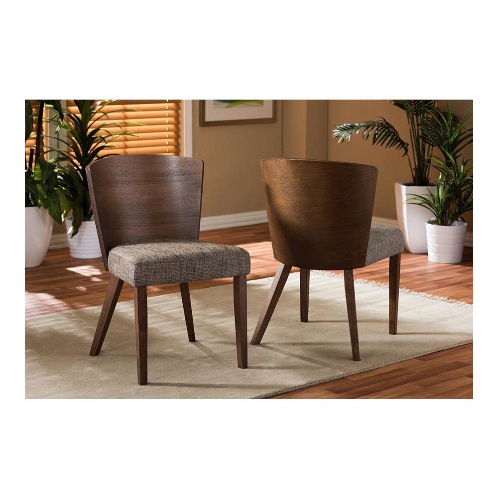 Baxton Studio Sparrow Brown and "Gravel" Wood Modern Dining Chair (Set of 2). Picture 4