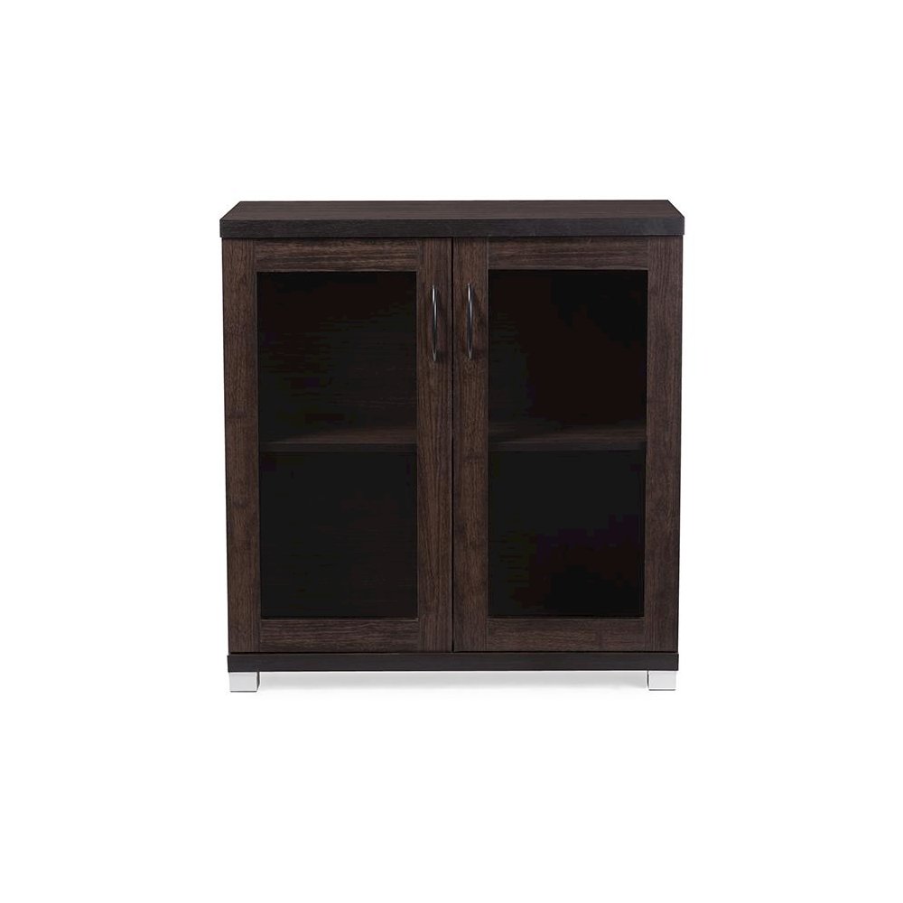 Dark Brown Sideboard Storage Cabinet with Glass Doors. Picture 4