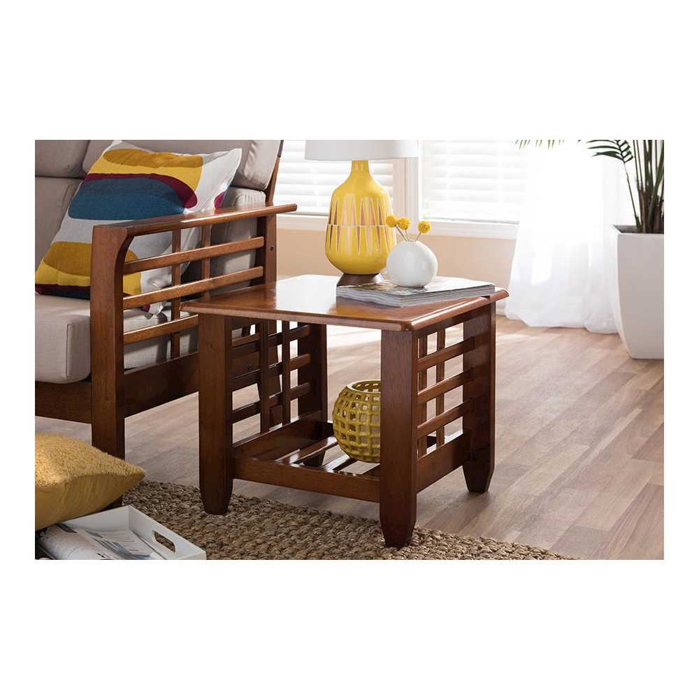 Cherry Finished Brown Wood Living Room Occasional End Table. Picture 4