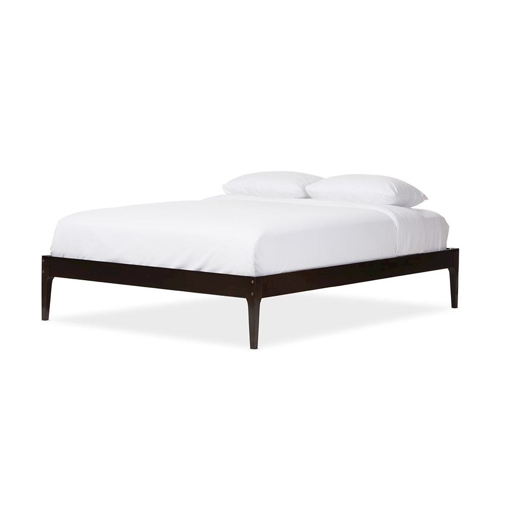 Bentley Mid-Century Modern Cappuccino Finishing Solid Wood Queen Size Bed Frame. Picture 1
