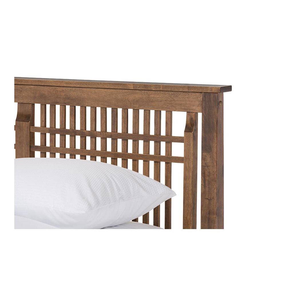 Solid Walnut Wood Window-Pane Style Full Size Platform Bed. Picture 3