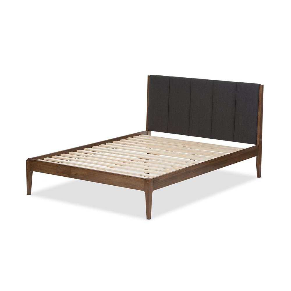 Medium Brown Finish Wood Queen Size Platform Bed. Picture 3