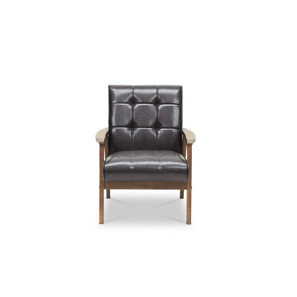 Baxton Studio Mid-Century Masterpieces Club Chair-Brown. Picture 4
