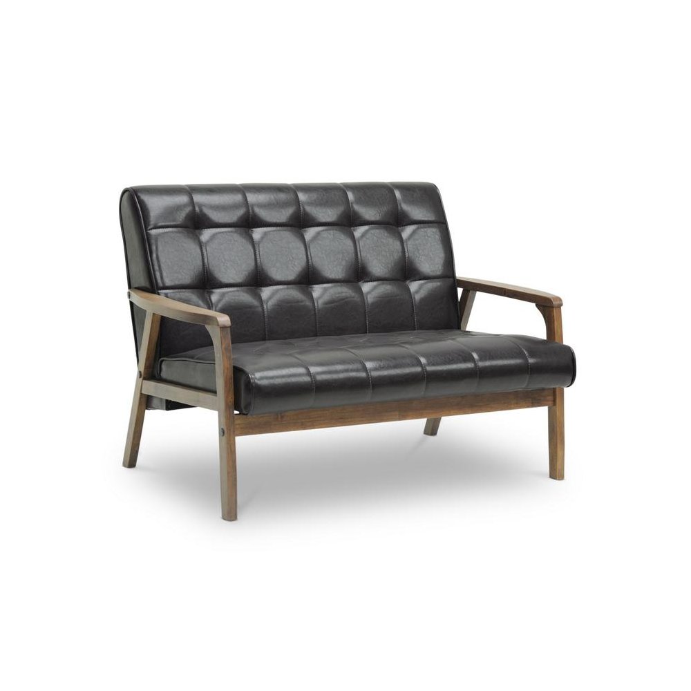 Baxton Studio Mid-Century Masterpieces Loveseat-Brown. Picture 2