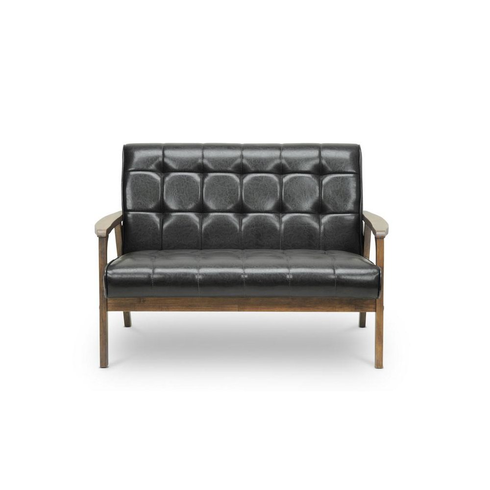 Baxton Studio Mid-Century Masterpieces Loveseat-Brown. Picture 3