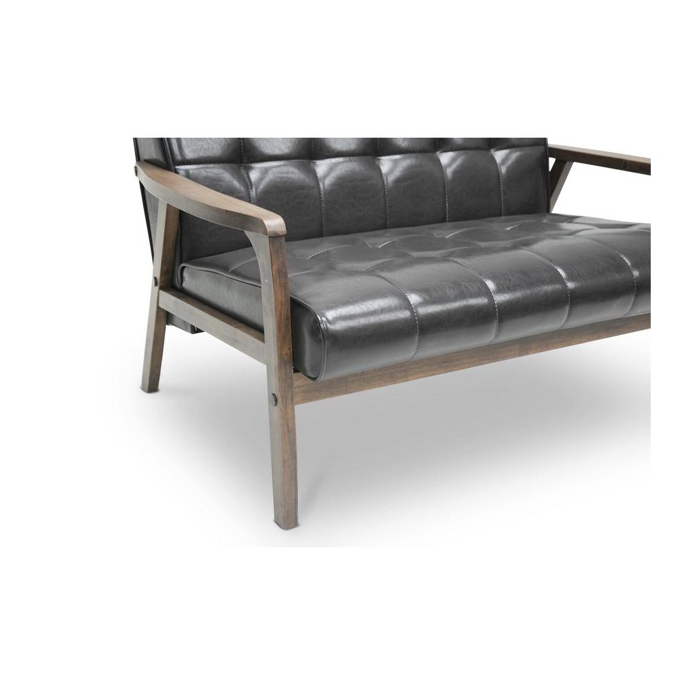 Baxton Studio Mid-Century Masterpieces Loveseat-Brown. Picture 1