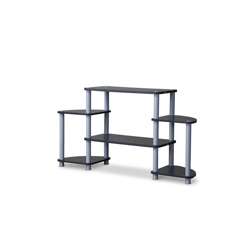 Baxton Studio Orbit Black and Silver 3-Tier TV Stand. Picture 4