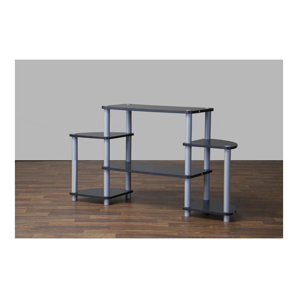 Baxton Studio Orbit Black and Silver 3-Tier TV Stand. Picture 2