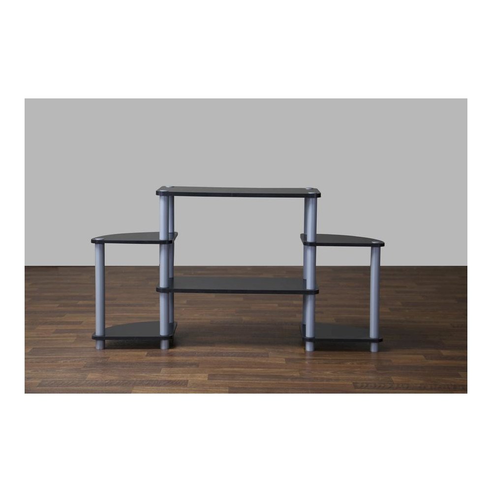 Baxton Studio Orbit Black and Silver 3-Tier TV Stand. Picture 3