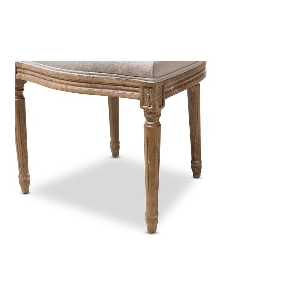 Beige Fabric Upholstered Dining Side Chair with Round Cane Back. Picture 6