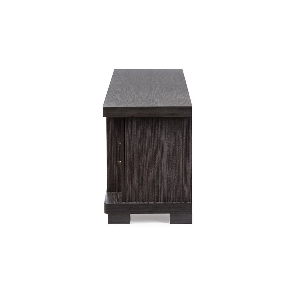 Viveka 70-Inch Greyish Dark Brown Wood TV Cabinet with 2 Glass Doors and 2 Doors. Picture 3