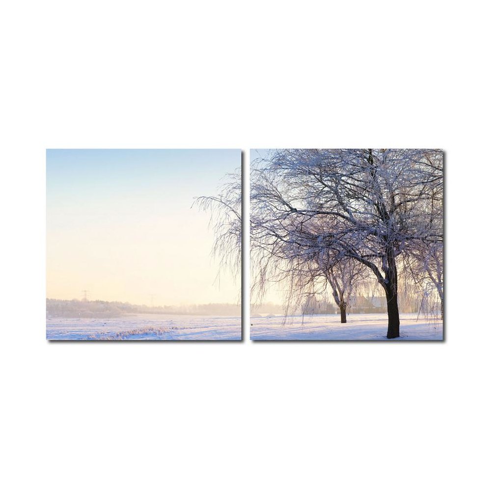 Snowy Solitude Mounted Photography Print Diptych Multi. Picture 1