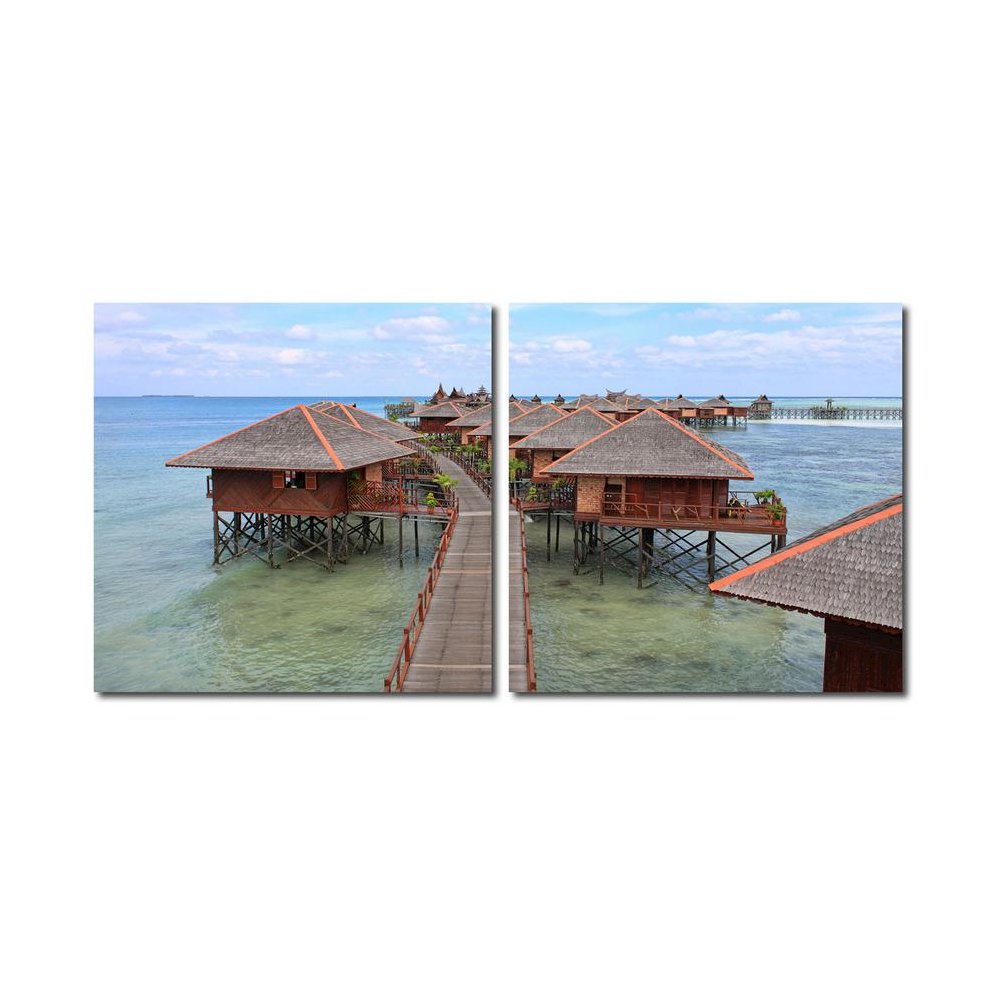 Idyllic Resort Mounted Photography Print Diptych Multi. Picture 1