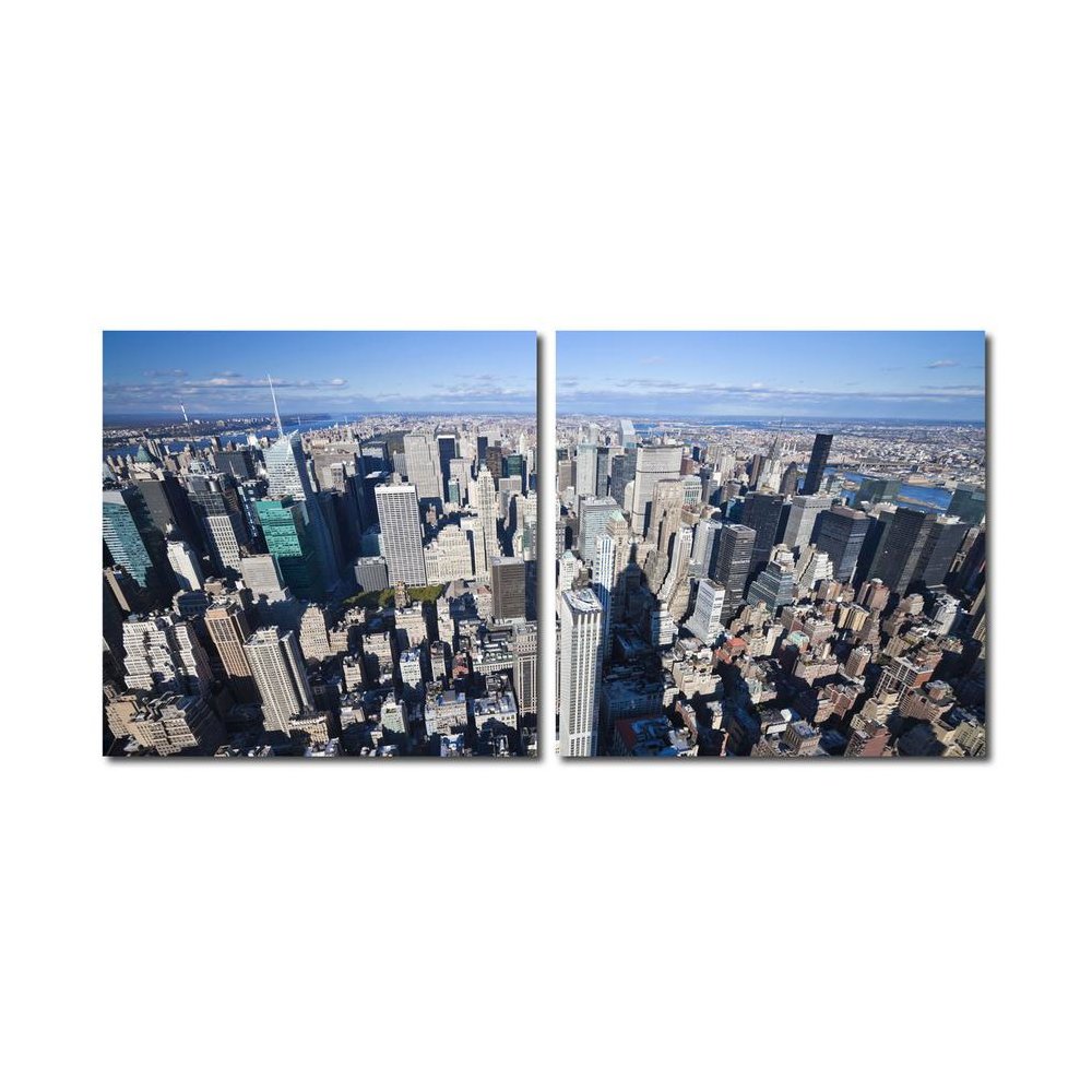 Aerial Manhattan Mounted Photography Print Diptych Multi. Picture 1