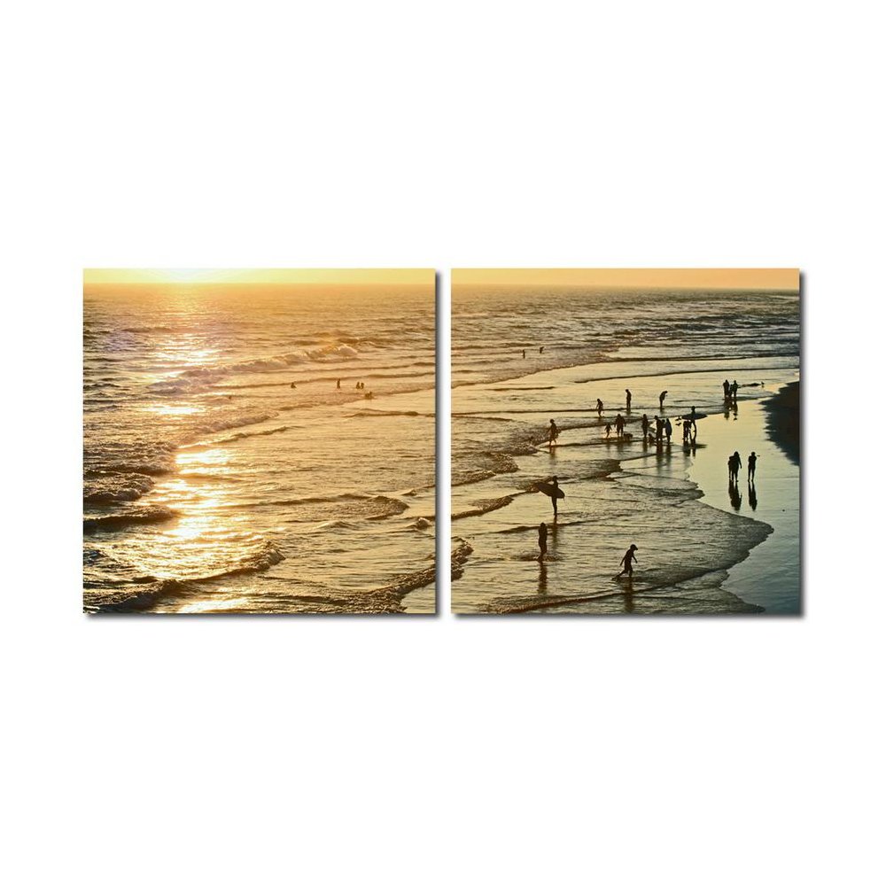 Wading in the Waves Mounted Photography Print Diptych Multi. Picture 1