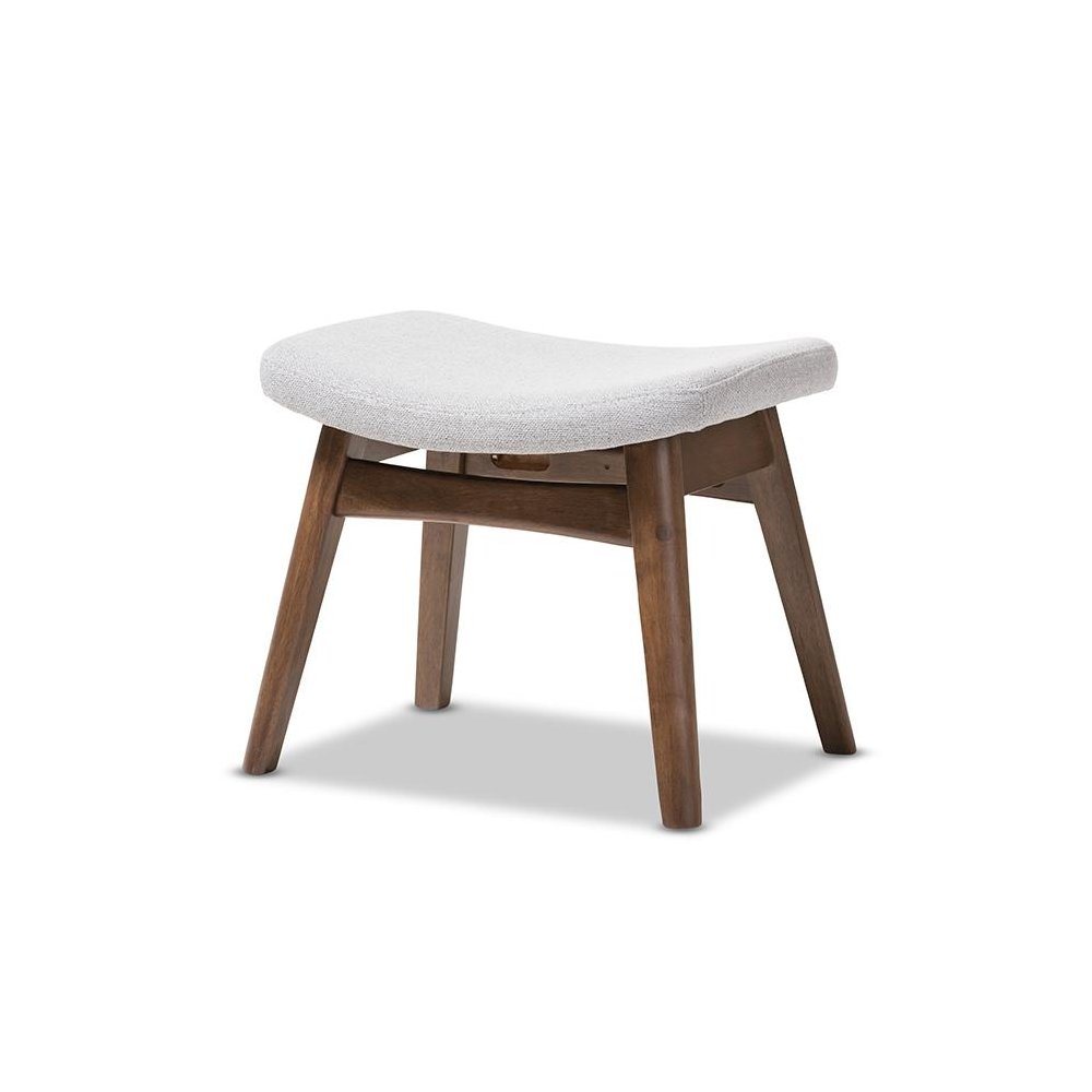 Baxton Studio Vera Mid-Century Modern Light Grey Fabric Upholstered Ottoman. Picture 1