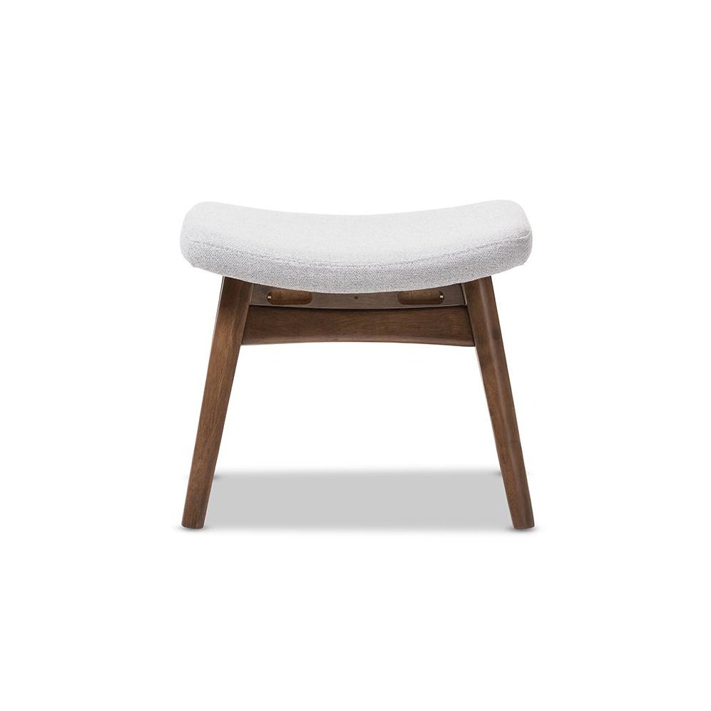 Baxton Studio Vera Mid-Century Modern Light Grey Fabric Upholstered Ottoman. Picture 2
