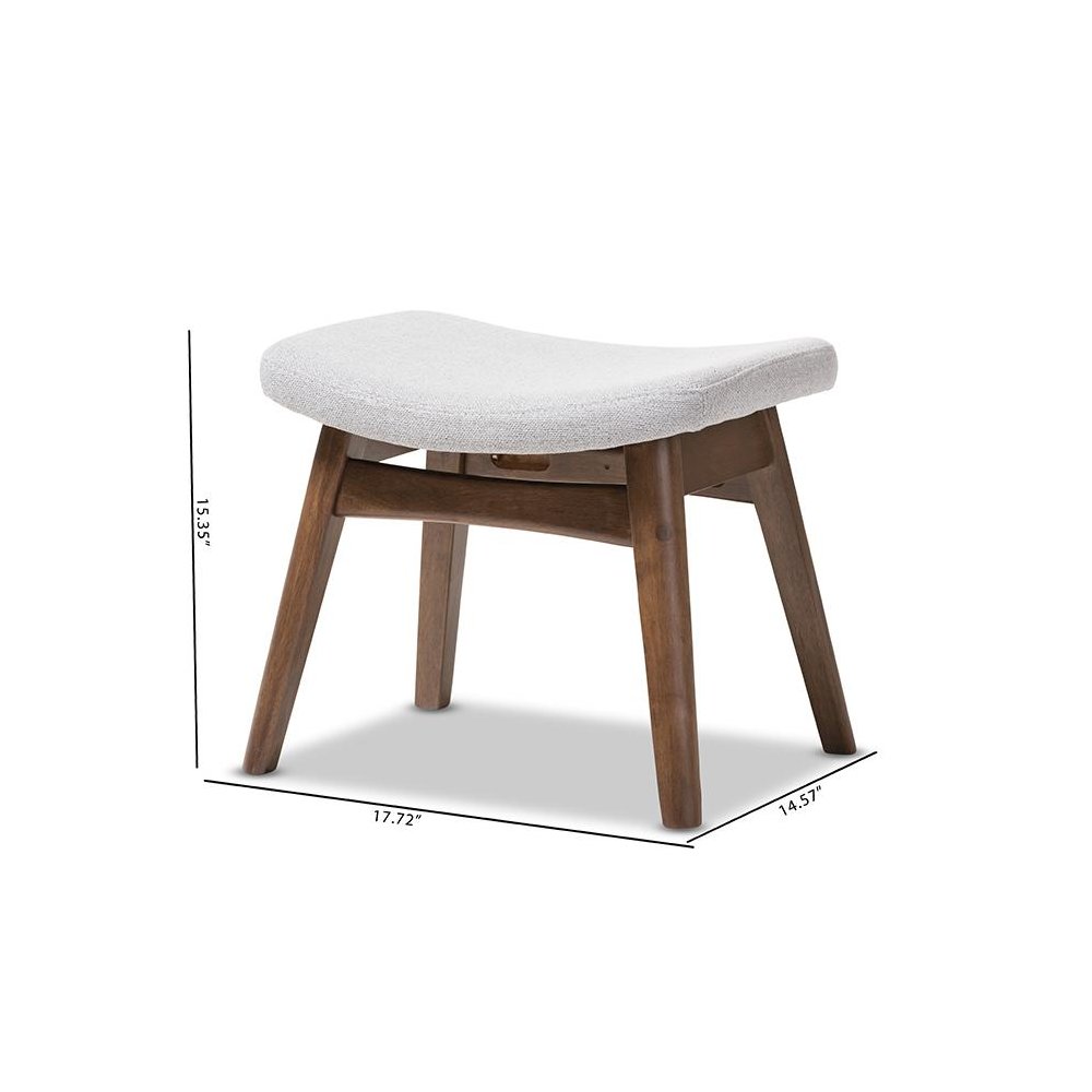 Baxton Studio Vera Mid-Century Modern Light Grey Fabric Upholstered Ottoman. Picture 6