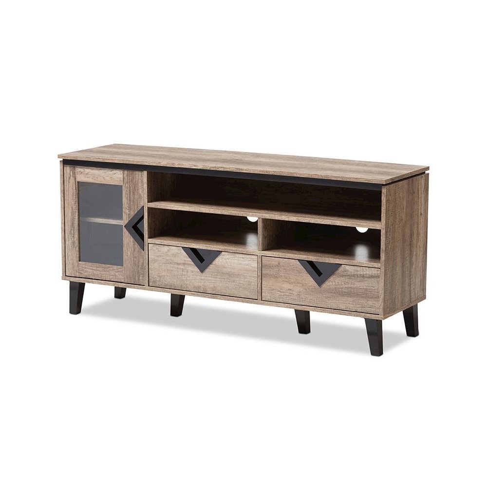 Baxton Studio Cardiff Modern and Contemporary Light Brown Wood 55-Inch TV Stand. Picture 1