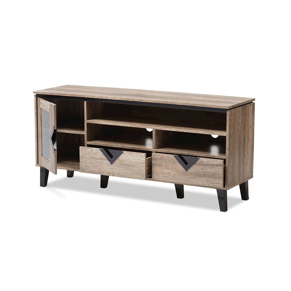 Baxton Studio Cardiff Modern and Contemporary Light Brown Wood 55-Inch TV Stand. Picture 2