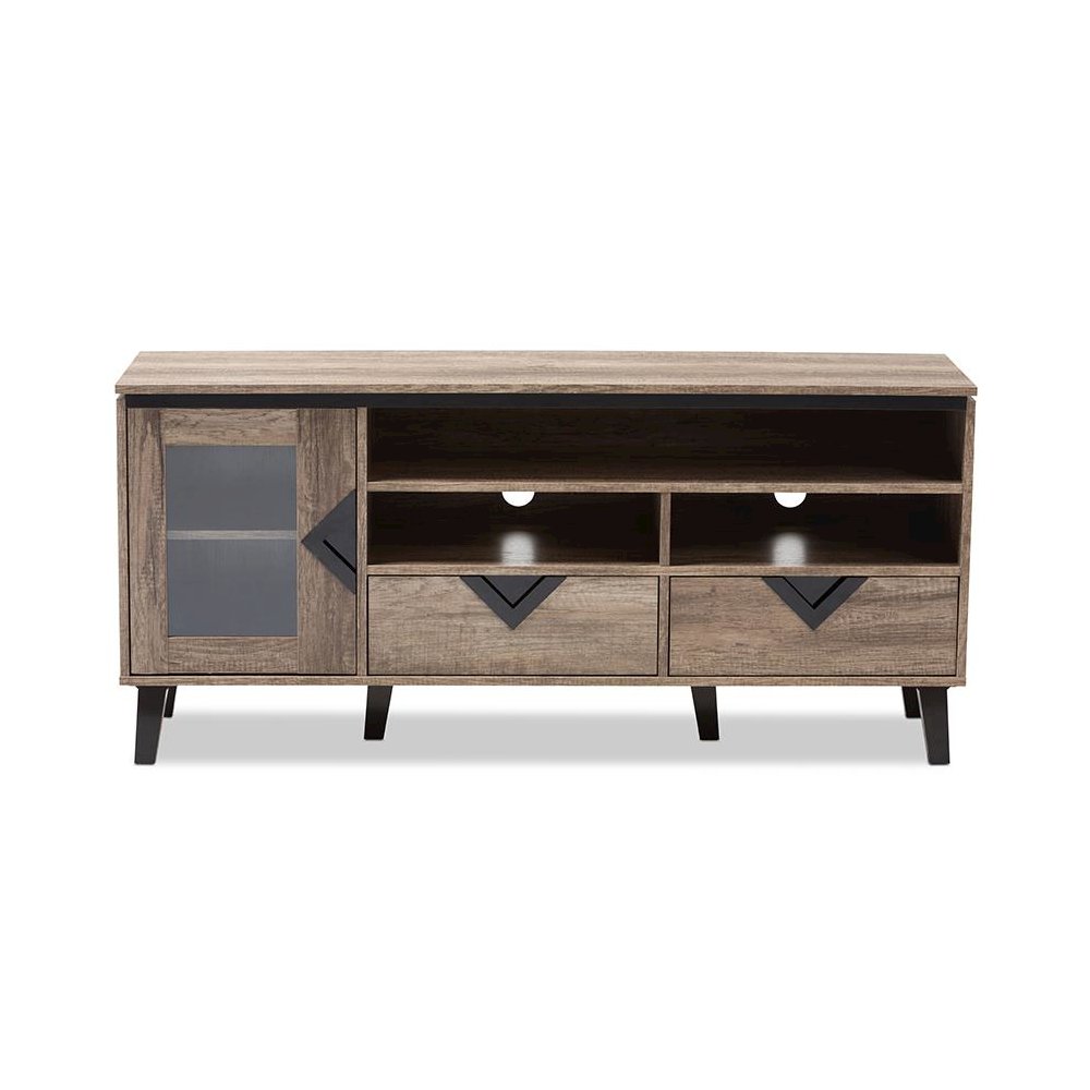 Baxton Studio Cardiff Modern and Contemporary Light Brown Wood 55-Inch TV Stand. Picture 3