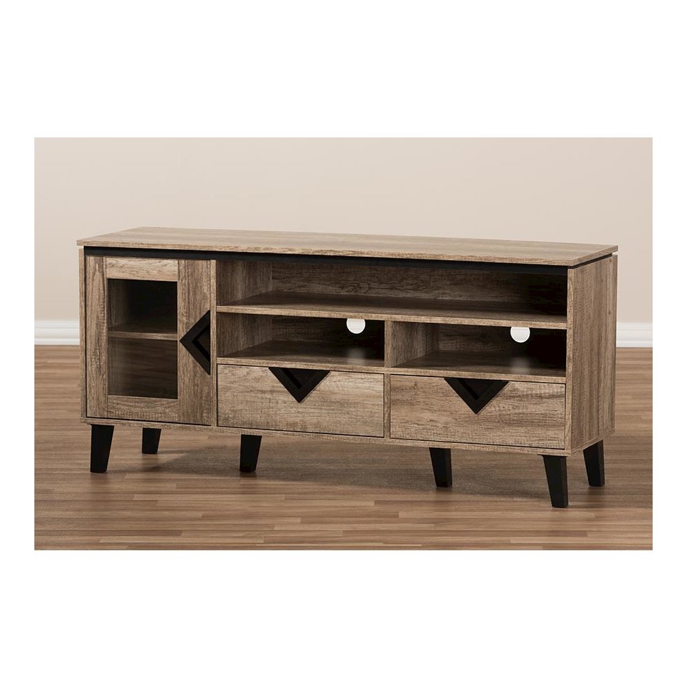 Baxton Studio Cardiff Modern and Contemporary Light Brown Wood 55-Inch TV Stand. Picture 6