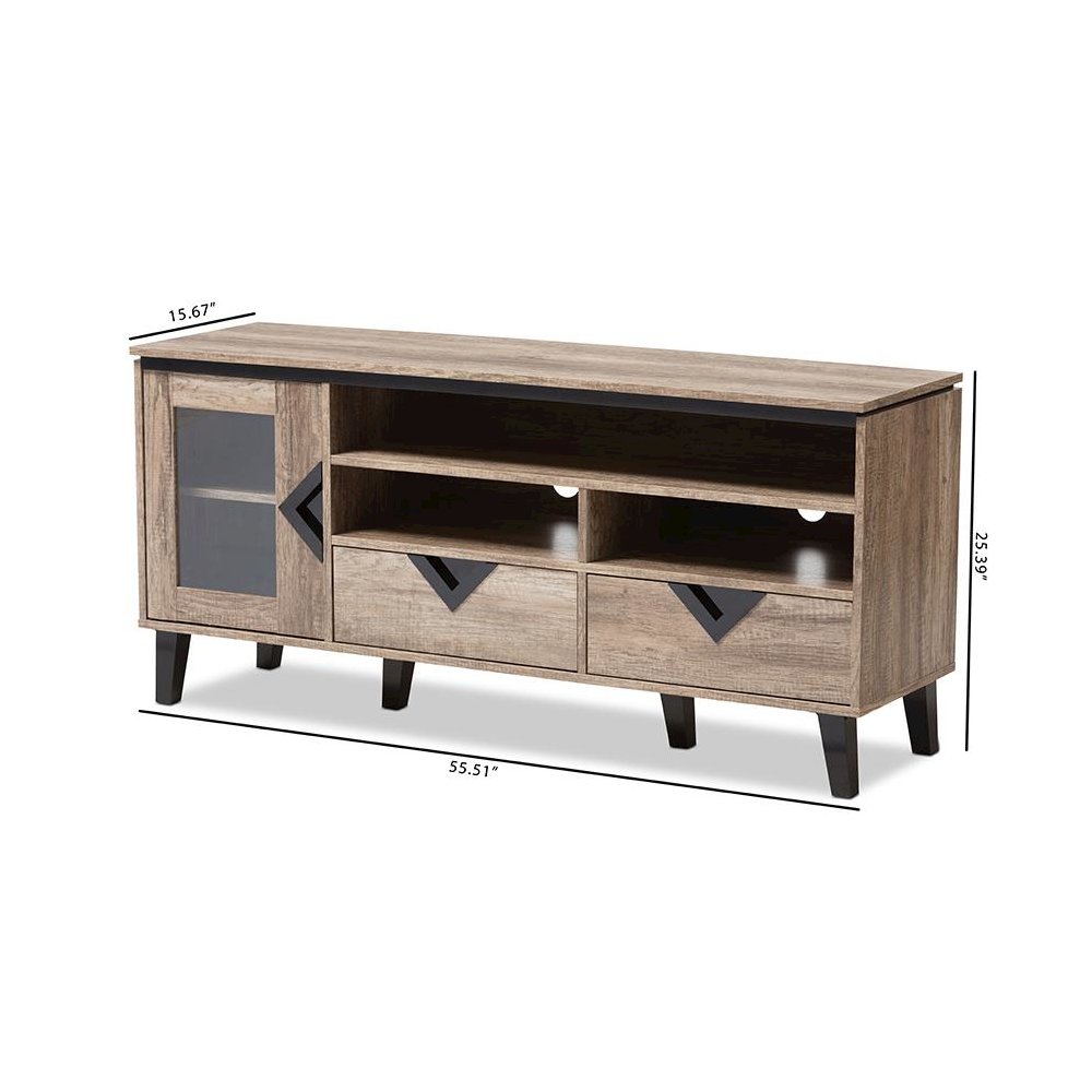 Baxton Studio Cardiff Modern and Contemporary Light Brown Wood 55-Inch TV Stand. Picture 7
