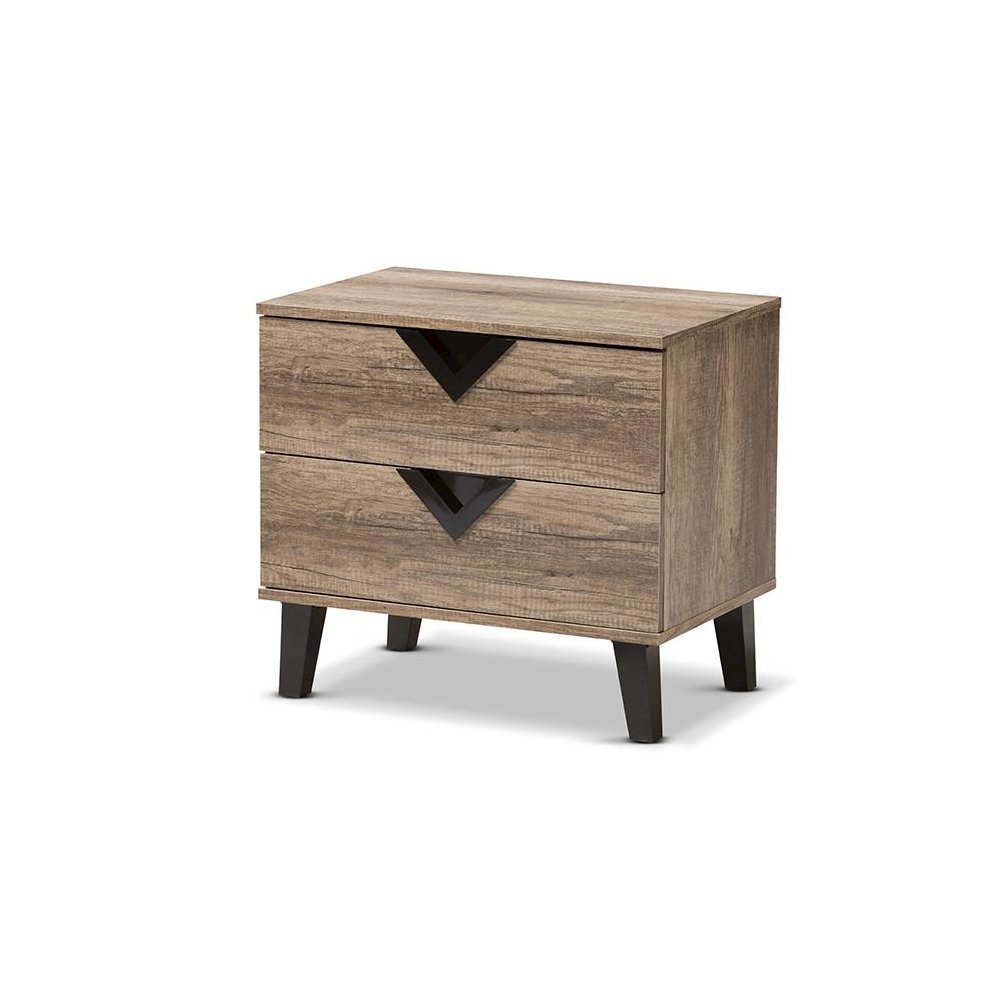 Swanson Modern and Contemporary Light Brown Wood 2-Drawer Nightstand. Picture 1