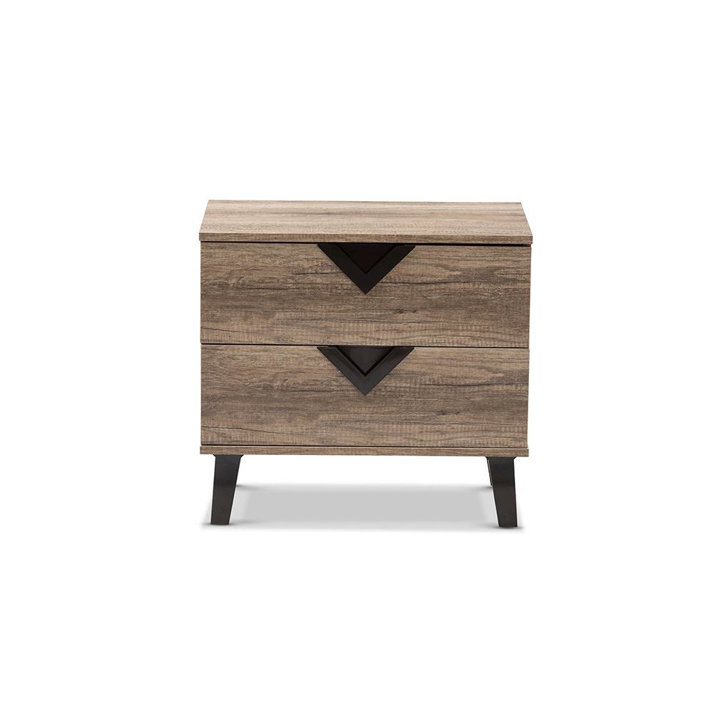Swanson Modern and Contemporary Light Brown Wood 2-Drawer Nightstand. Picture 3