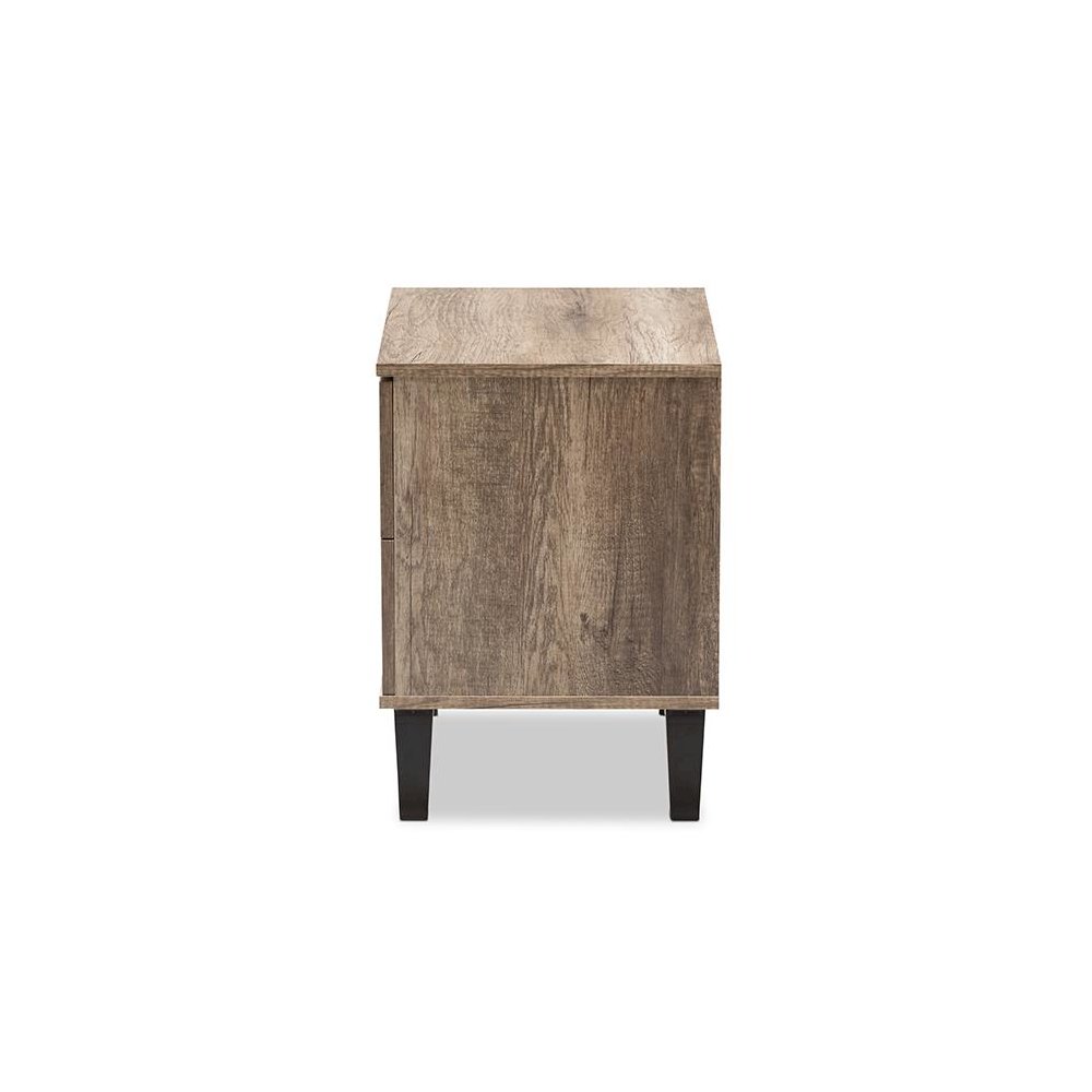 Swanson Modern and Contemporary Light Brown Wood 2-Drawer Nightstand. Picture 4