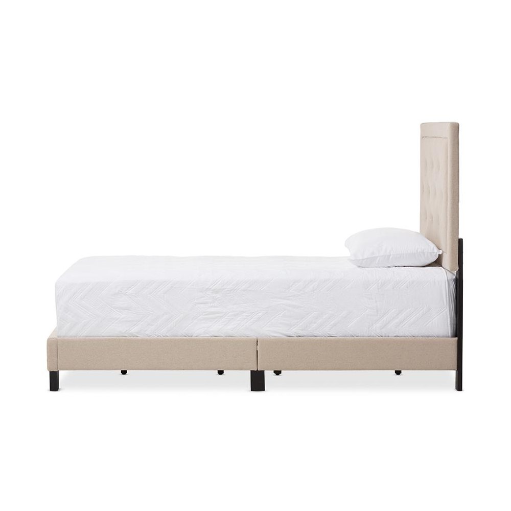 Paris Modern and Contemporary Beige Linen Upholstered Twin Size Tufting Bed. Picture 2