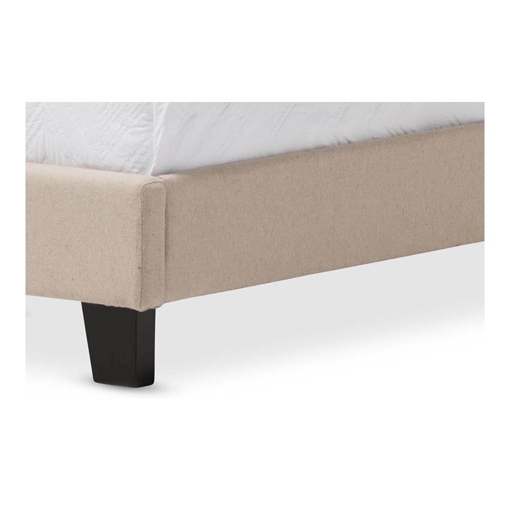 Paris Modern and Contemporary Beige Linen Upholstered Twin Size Tufting Bed. Picture 4