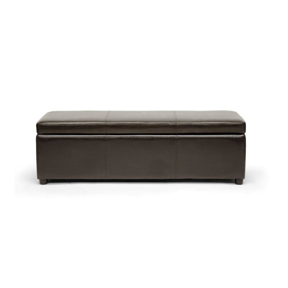 Baxton Studio Dennehy Dark Brown Modern Ottoman. Picture 1