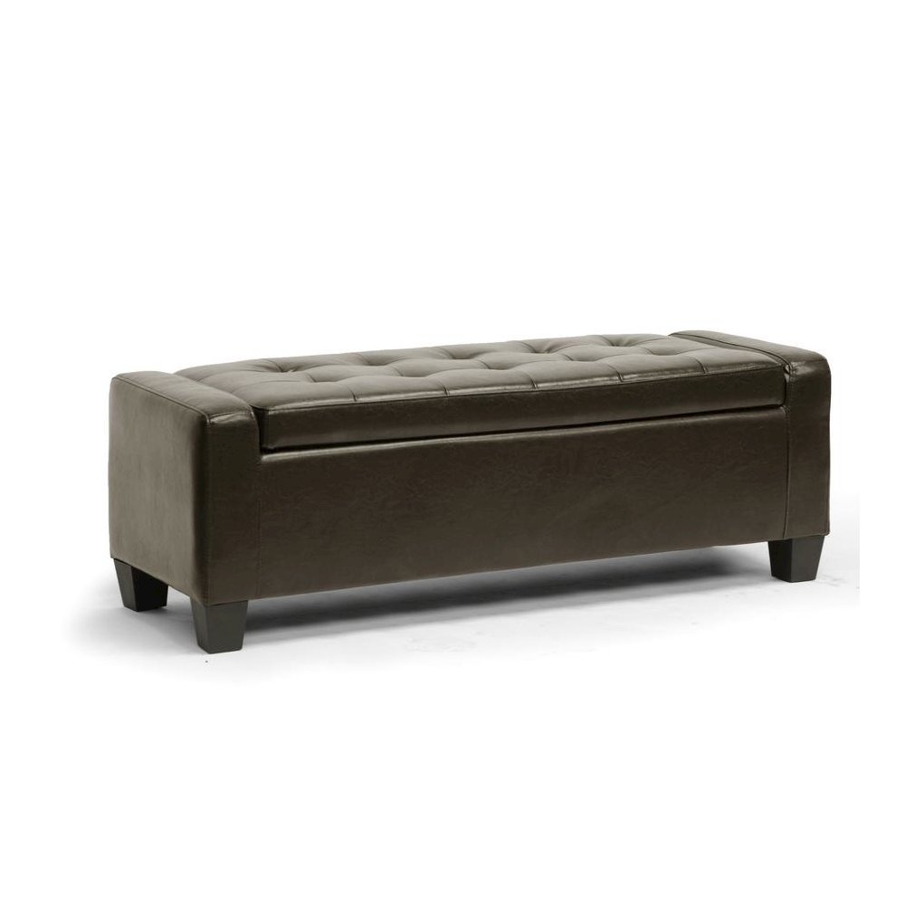 Baxton Studio Manchester Dark Brown Ottoman. Picture 5