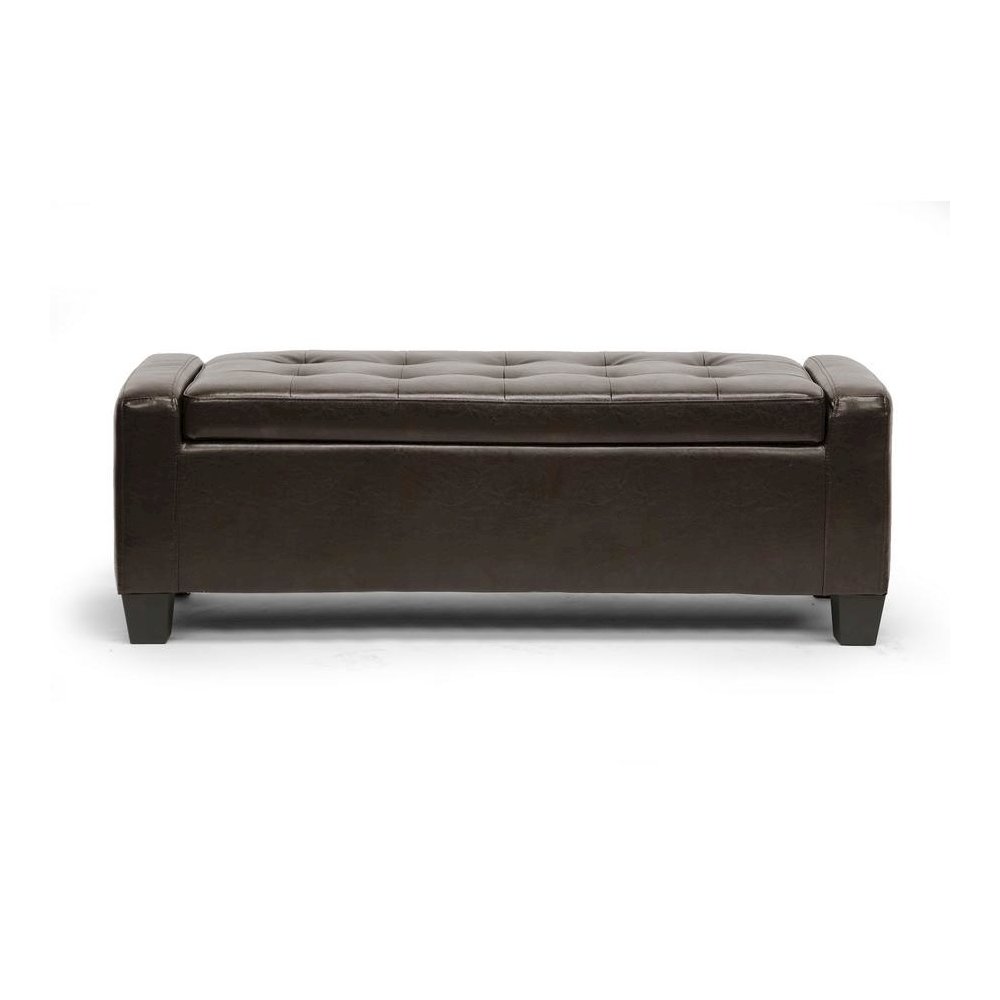 Baxton Studio Manchester Dark Brown Ottoman. Picture 1
